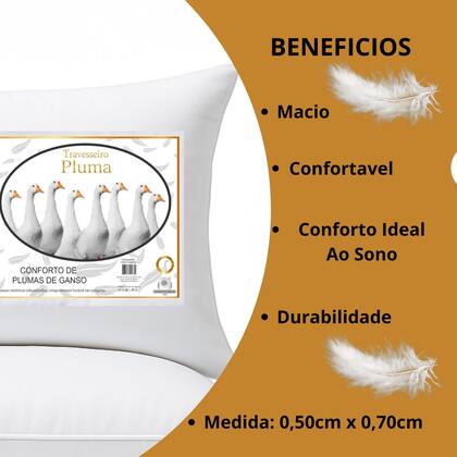 Imagem de Kit 4 Travesseiro Pluma Plumante Sintetico Eco Toque Suave 50x70 Alto Macio Hotelaria Branco