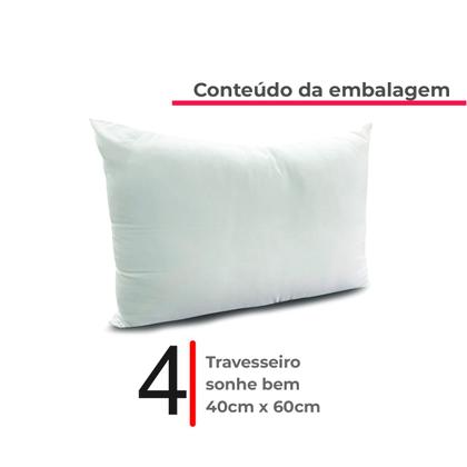 Imagem de kit 4 Travesseiro Sonhe Bem Antialérgico Siliconado Branco