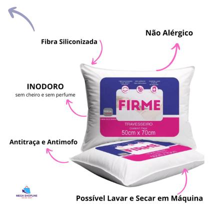 Imagem de Kit 4 travesseiros 50x70cm Antialergico Fibra Siliconada Firme