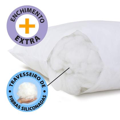 Imagem de Kit 4 Travesseiros 50x70cm Antialérgico Lavável Fibra Siliconada Macio - BF Colchões