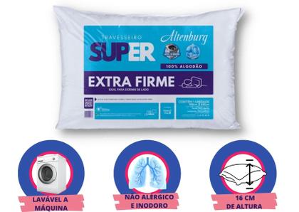 Imagem de Kit 4 Travesseiros Antialérgico Altenburg Suporte Super Extra Firme 100% Algodão Lavável 48cm x 68cm