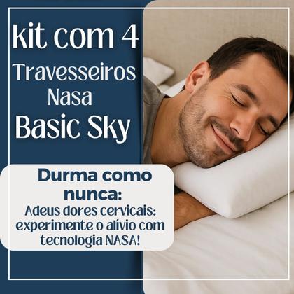 Imagem de Kit 4 Travesseiros Nasa em Viscoelástico Cervical Basic Sky