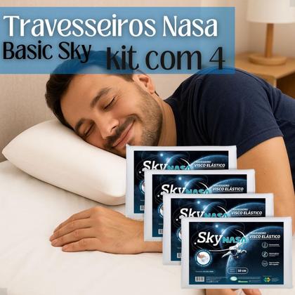 Imagem de Kit 4 Travesseiros Nasa em Viscoelástico Cervical Basic Sky