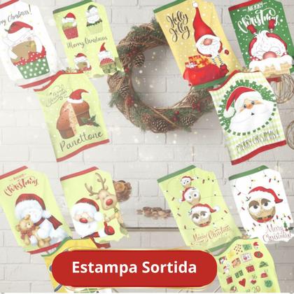Imagem de Kit 4 Un Pano de Cozinha Prato Copo Atoalhado Felpudo Estampas de Natal Algodão Sortido
