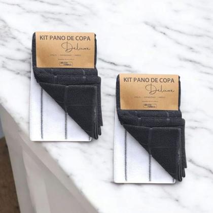 Imagem de Kit 4 Un Panos de Copa Preto e Branco 40x48cm-Jolitex Deluxe