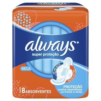 Imagem de Kit 4 und Absorvente Always Super Proteção Seca c/ Abas 8 und