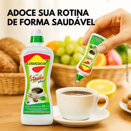 Imagem de Kit 4 Unidades Adoçante Liquido Lowçucar Plus 65ml C/ Stevia