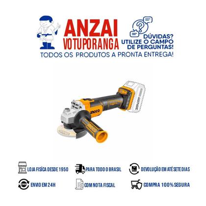 Imagem de Kit 4 unidades - ingco esmerilhadeira angular brushless 4.1/2" a bateria 20v (com 2 baterias)