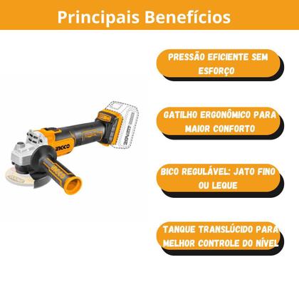 Imagem de Kit 4 unidades - ingco esmerilhadeira angular brushless 4.1/2" a bateria 20v (com 2 baterias)