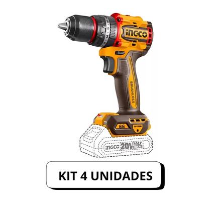 Imagem de Kit 4 unidades - ingco parafusadeira furadeira bl c impacto 1/2pol 20v linha p20s