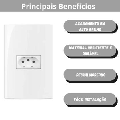 Imagem de Kit 4 unidades - mg conj 1 tomada 2p+t 10a sleek 4x2 branco (16004)