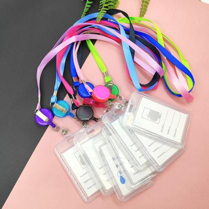 Imagem de Kit 4 Unidades Porta Crachá Cordão Colorido Com Roller Clips