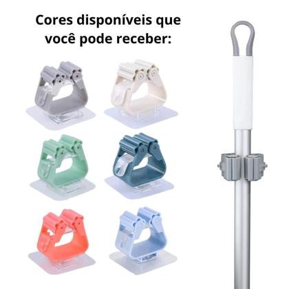 Imagem de Kit 4 Unidades Suporte Organizador Adesivo Multiuso Mop Vassoura Rodo