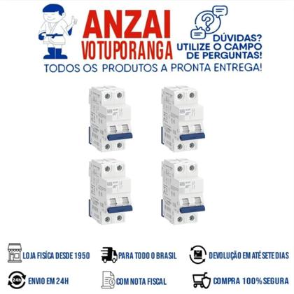 Imagem de Kit 4 unidades - weg disjuntor bipolar din 25a (mdw-c 25a 2 polos)