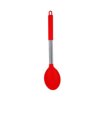 Imagem de Kit 4 Utensílios de Cozinha Silicone com Cabo Inox - Luxo Vermelho