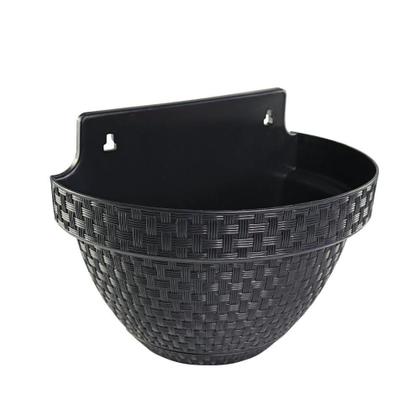 Imagem de Kit 4 Vaso Parede Meia Lua Rattan Preto Jardinagem 3 Litros