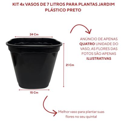 Imagem de Kit 4 Vasos Decorativos para Plantas Mudas Rosas e Samambaias - Decoração Elegante