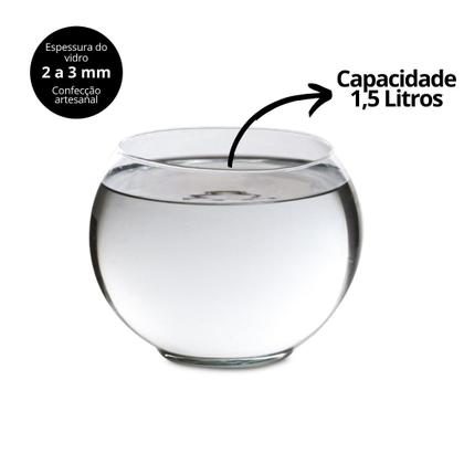 Imagem de Kit 4 Vasos Vidro Redondo Tipo Aquário 1,5 Litros Decoração e Terrários - Mistral