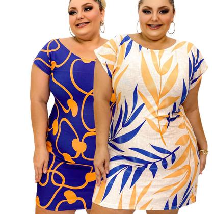Imagem de Kit 4 Vestido Casual Plus Size Adulto Malha Crepe Confortável