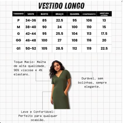 Imagem de Kit 4 Vestido Midi Feminino Longo Liso Com Fenda E Bolsos