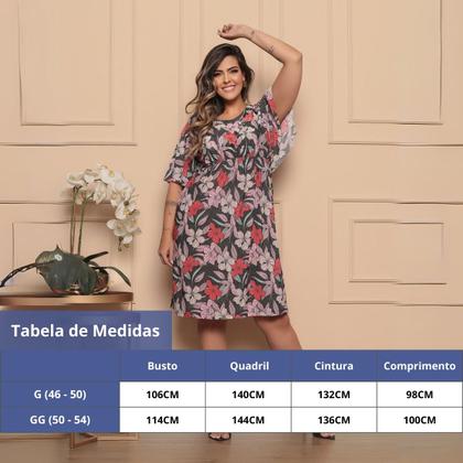 Imagem de KIT 4 Vestidos Plus Size Estampado Com Manga Morcego e Elástico na Cintura Estampa Sortida