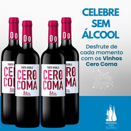 Imagem de Kit 4 Vinho Sem Álcool Cero Coma Tinto - 750ml Espanha