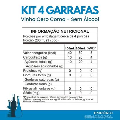 Imagem de Kit 4 Vinho Sem Álcool Cero Coma Tinto - 750ml Espanha