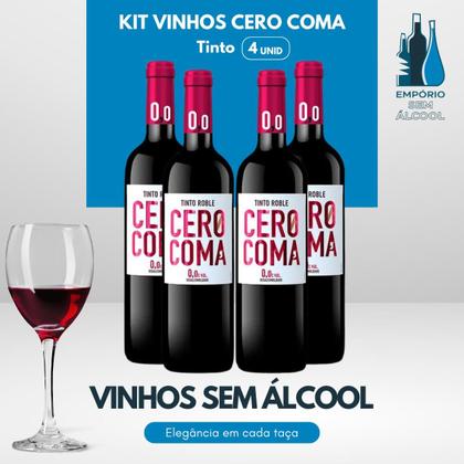 Imagem de Kit 4 Vinho Sem Álcool Cero Coma Tinto - 750ml Espanha