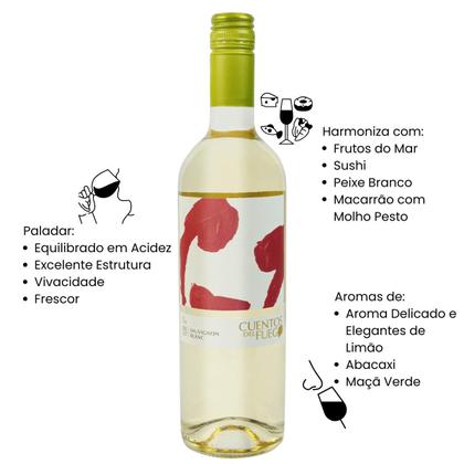 Imagem de Kit 4 Vinhos Chilenos Pinot Noir Rosé Carmenere Sauvignon Blanc e Branco Suave Cuentos del Fuego