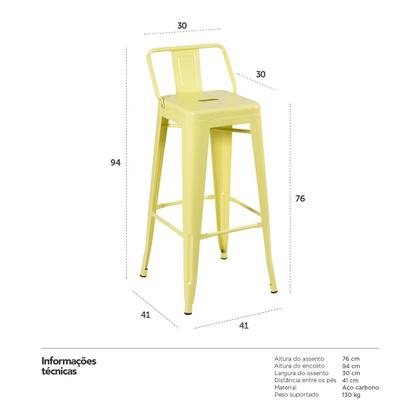 Imagem de KIT - 4 x banquetas altas Iron Tolix com encosto - 76 cm -