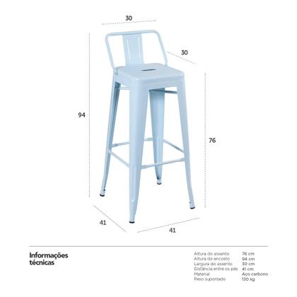 Imagem de KIT - 4 x banquetas altas Iron Tolix com encosto - 76 cm -