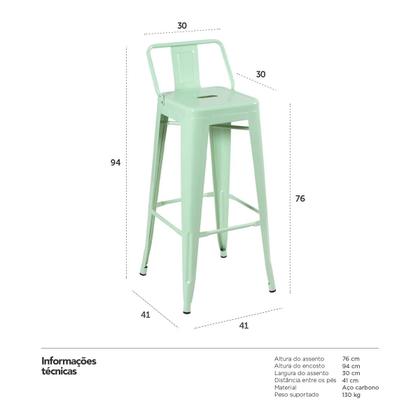 Imagem de KIT - 4 x banquetas altas Iron Tolix com encosto - 76 cm -