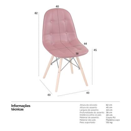 Imagem de KIT - 4 x cadeiras estofadas Eames Eiffel Botonê - Base de madeira clara