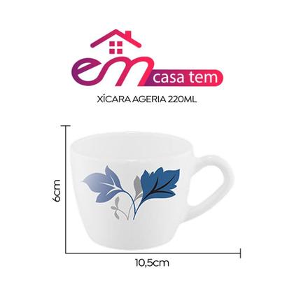 Imagem de Kit 4 Xícaras de Chá Vidro Ageria Decorado Em Casa Tem 220ml