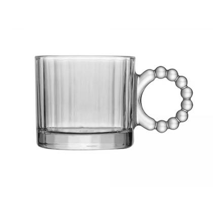 Imagem de Kit 4 Xícaras de Vidro Classic 100ml Com Alça Bolinhas Wolff