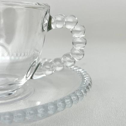 Imagem de Kit 4 Xícaras e Pires Café 80ml Cristal Pearl Bolinhas Wolff