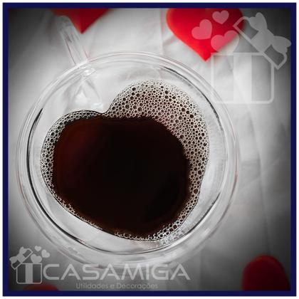 Imagem de Kit 4 Xícaras Vidro Borossilicato Parede Dupla Coração Chá