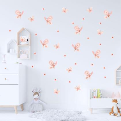 Imagem de Kit 40 Adesivos Decorativos Borboletas Flores Quarto Bebê Menina