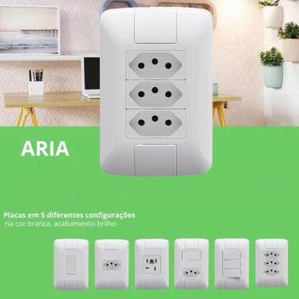 Imagem de Kit 40 Conjunto 3 Tomadas 20a 250v 4x2 Aria Tramontina