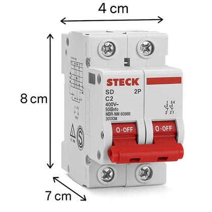 Imagem de Kit 40 Disjuntor Steck 50A Curva C SDD62C50 2 polos 3ka