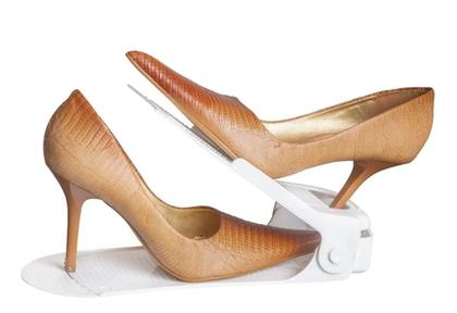 Imagem de Kit 40 Organizadores de sapato com furo: sapato, saltos e tênis com regulagem de altura - Branco