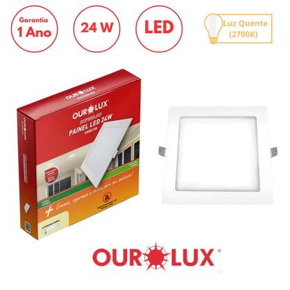 Imagem de Kit 40 Painel Led Embutir 24w Bivolt 2700k Quadrado Ourolux