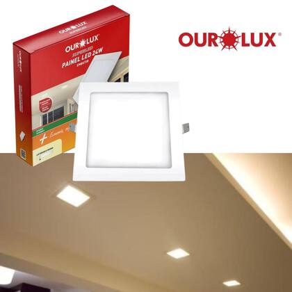 Imagem de Kit 40 Painel Led Embutir 24w Bivolt 2700k Quadrado Ourolux