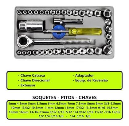 Imagem de Kit 40 Peças Catraca Irreversível: Tudo o que Precisa em uma Só Caixa