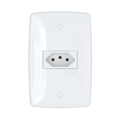 Imagem de Kit 40 peças contem 10 interruptores simples e 30 tomadas 10a 2p+t branca modular linha finesse blux com placa 4x2 padrão novo