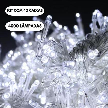 Imagem de Kit 40 Pisca Pisca Natal Led Lâmpadas Branco Frio 8 funções