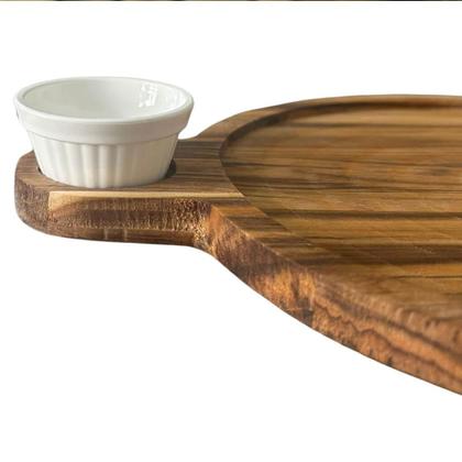 Imagem de Kit 40 Tábuas 23cm Servir com Ramekin 30ml Teca Petisqueira Zanline Restaurante Bar Churrascaria