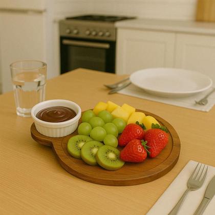 Imagem de Kit 40 Tábuas 23cm Servir com Ramekin 30ml Teca Petisqueira Zanline Restaurante Bar Churrascaria