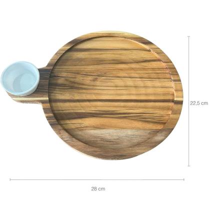 Imagem de Kit 40 Tábuas 23cm Servir com Ramekin 30ml Teca Petisqueira Zanline Restaurante Bar Churrascaria