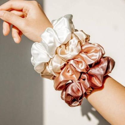 Imagem de Kit 40 Xuxinhas Scrunchies Frufru Rabicó Cetim Anti Frizz